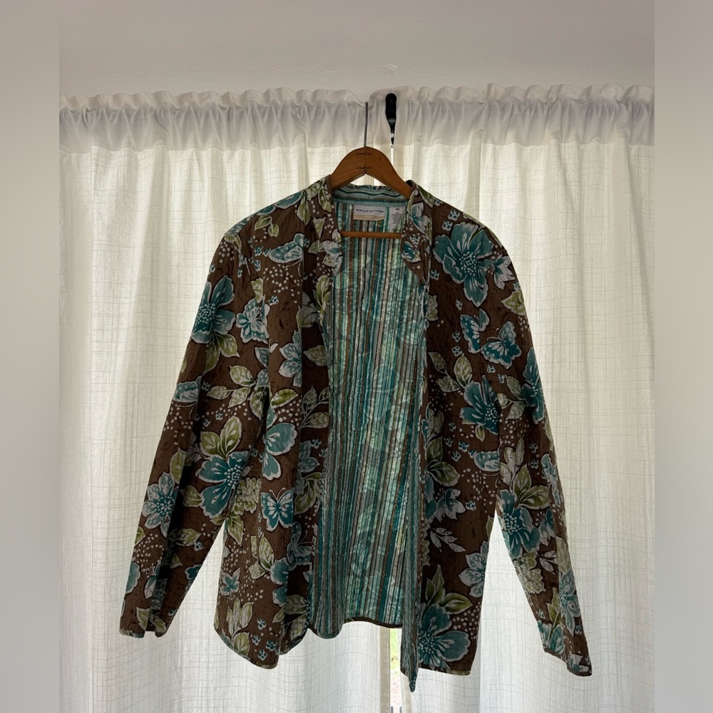 Alfred Dunner Floral Brown and Teal Jacket